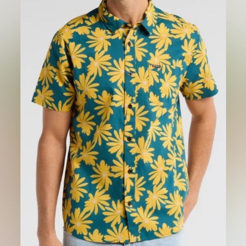 NWT "RVCA" Kimura Men's Short Sleeve Shirt Size Medium